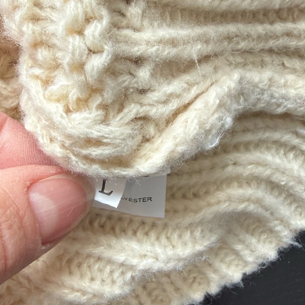Chunky Cable Knit Cardigan Cream Oversized Fisherman Grandpa Sweater - Picture 11 of 15